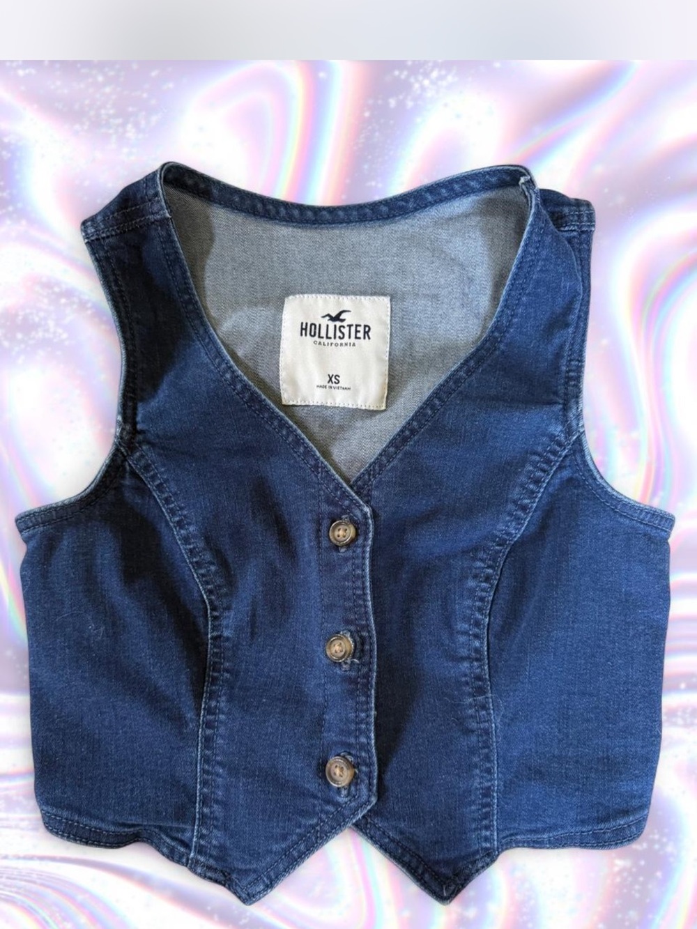 Hollister Blue Denim Vest